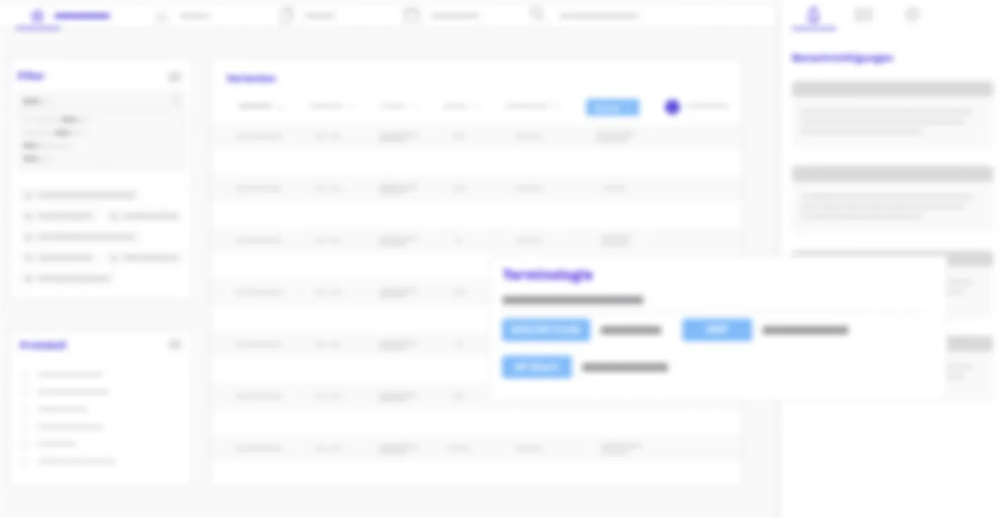 Data portal interface showing the mass data management view with filter panel and table view